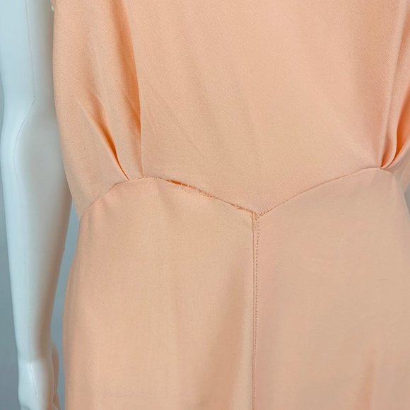 Vintage 70s Peach Dress Slip Handmade Lace Trim Lingerie - Picture 9 of 10